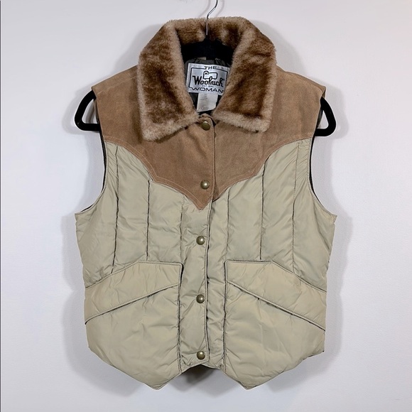 Vintage Woolrich Leather Down Western Vest - Picture 1 of 10